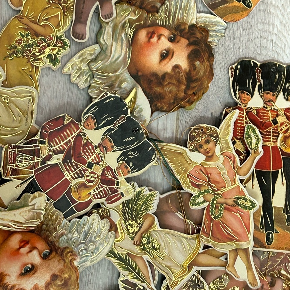 Merrimack Publishing Corp angel and Christmas paper ornaments 1970-1980 😇